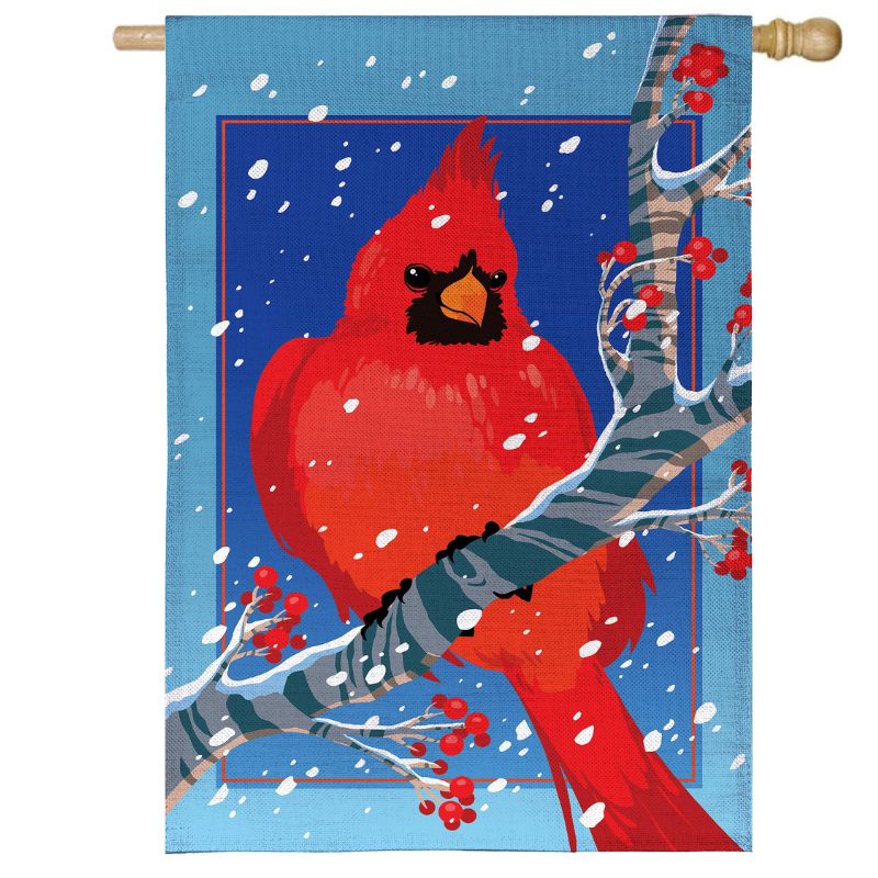 Snowy Cardinal House Flag